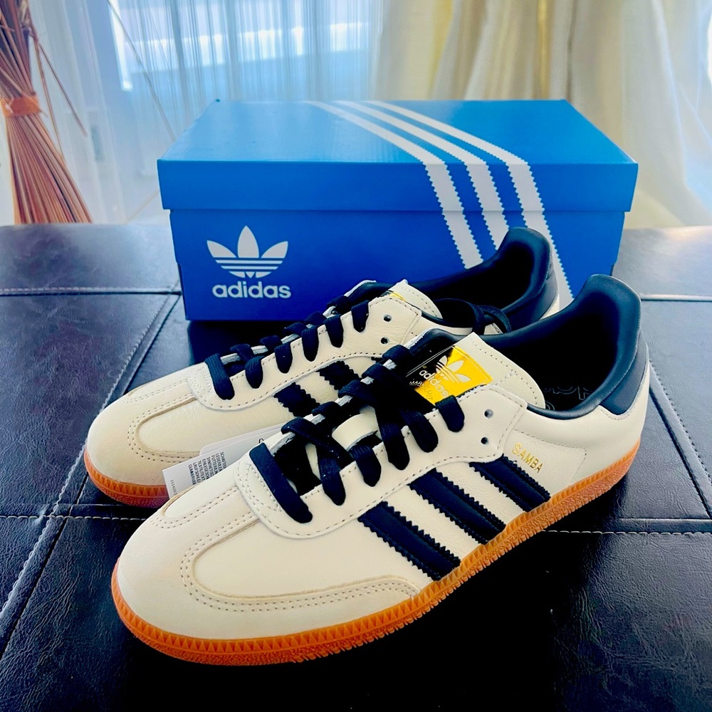 NEW Adidas Samba OG Cream White - Women's Size 7 - Sand Strata Black ID0478
